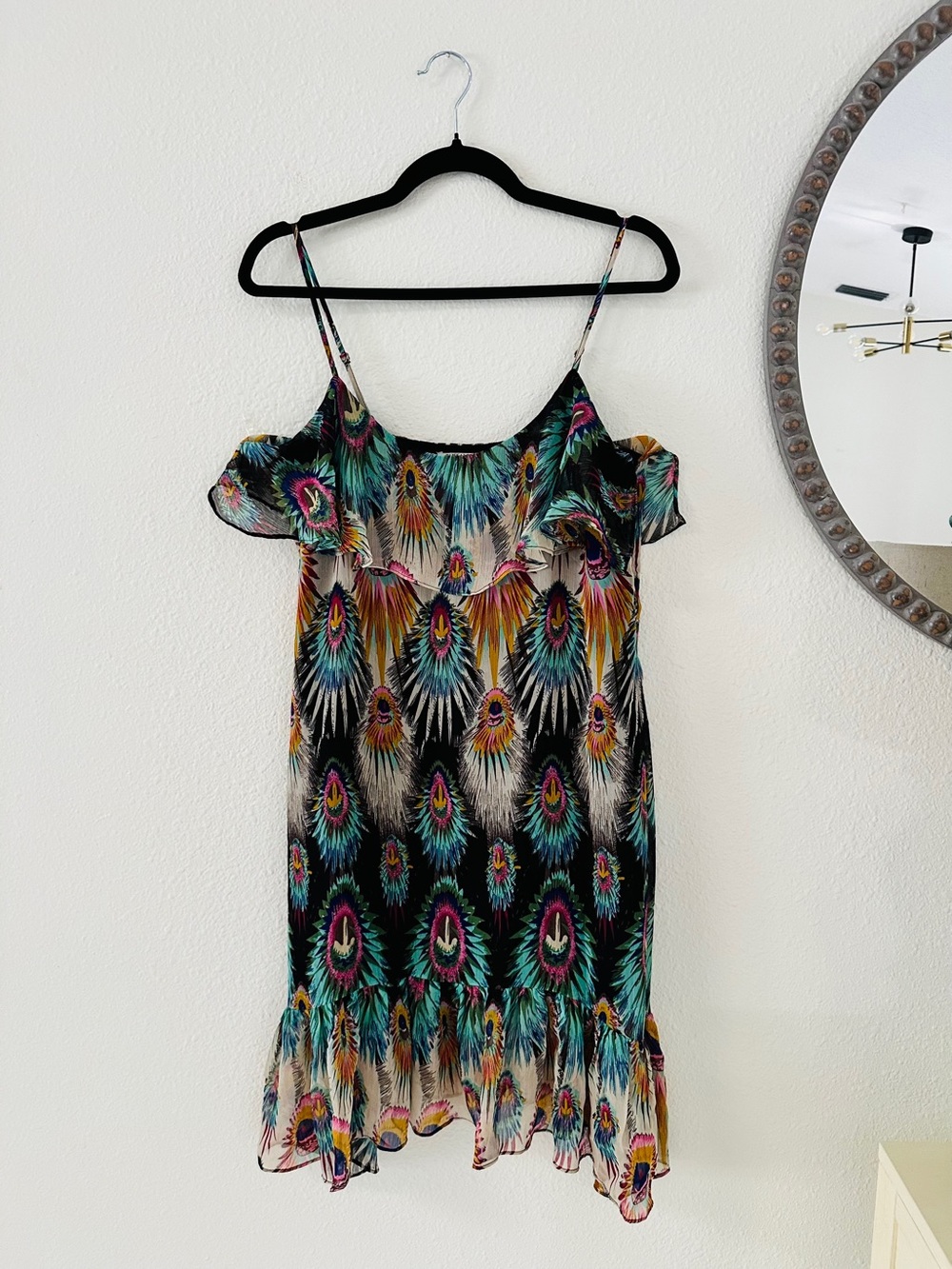Buffalo David Bitton Peacock Print Sundress in Teal & Black